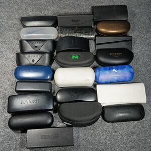 Designer Eyeglass Sunglass Cases Lot of 20 Mixed Brands Ray-Ban Gucci Nike Quay